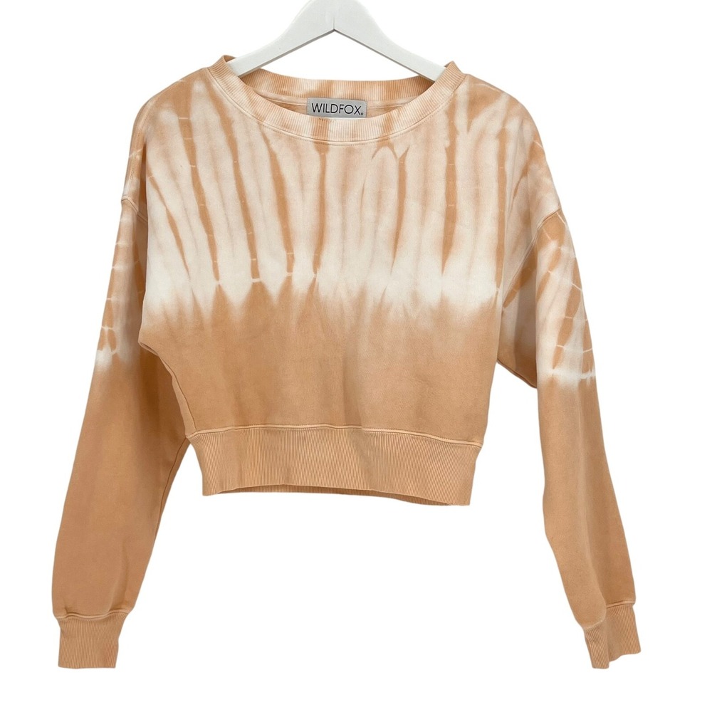WILDFOX Sweatshirt Melon Wash Regal Ombre Tie Dye Long Sleeve Pullover Cropped